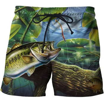 Летни мъжки модни бански с принтом Хавайски плажни шорти бързо съхнещи шорти за отдих на морския риболов Шорти за почивка за мъже