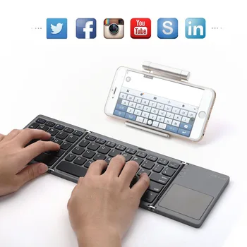 Безжична сгъваема клавиатура Bluetooth Акумулаторна клавиатура и мишка с тачпадом за Windows,Android,ios ipad Телефон BT