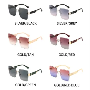 Модни Луксозни маркови дамски слънчеви очила без рамки за мъже Реколта Дизайнерски Слънчеви Очила са Квадратните Червени нюанси UV400 Очила на едро