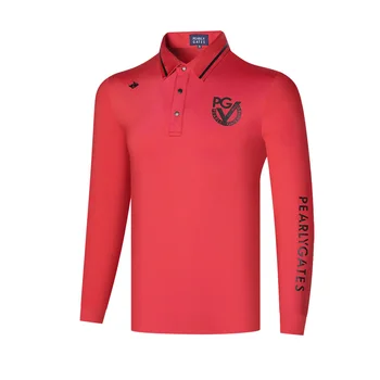 ПГ Облекло за голф Есента Нов стил на Мъжки Спортни дрехи с дълъг ръкав Потник, Риза с къси ръкави Еластичността на бързосъхнеща