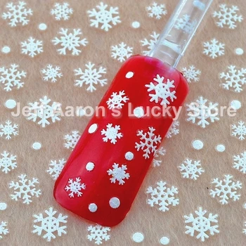 5 Листа блясък снежинка дизайн 3D стикери за нокти Коледен маникюр стикери за нокти, декорации от фолио инструмент XH510