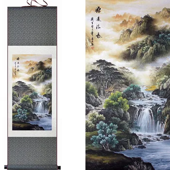 Живопис планини и реки Китайска живопис на свитъците пейзаж маслени картини живопис шан-шуй