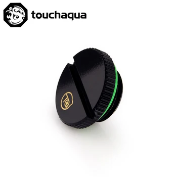 Включете Touchaqua 'G1/4' Месинг Уплътнителен Заключване Включете охладител използвайте монета за ръчно затягане на Фитинги с водно стопором черен сребро TA-F09