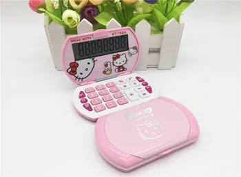 8-цифрен много голям дисплей Джобен флип-надолу корона сладък cartoony калкулатор Портативен Сгъваем мини-калкулатор за момичета