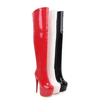 DoraTasia 2020 Плюс Размер 33-48 Индивидуални дамски обувки на дебелото платформа, секси вечерни зимни ботуши над коляното на тънък висок ток