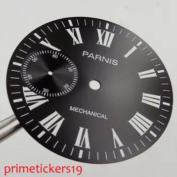 38,9 мм черен циферблат Parnis римските цифри са подходящи за 6497 механизъм циферблат мъжки часа