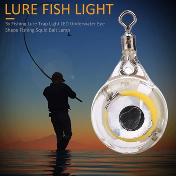 3x Мини-Риболовна Стръв Светлина Капани LED Подводно Око Форма на Риболовна Стръв За Калмари Лампа За Риба, Скариди, Раци Атрактивна Лампа