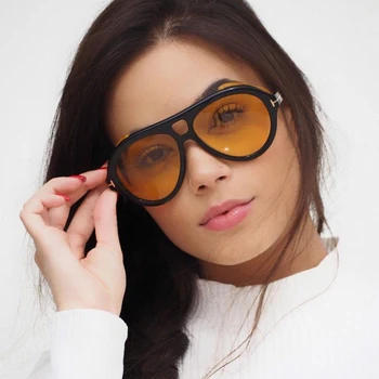 2021 Нова Мода Пънк Кръгли Слънчеви очила Дамски Маркови Дизайнерски Реколта Steampunk Оранжеви Дамски Слънчеви очила с Големи рамки Нюанси UV400