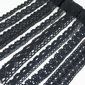 (5 м/ролка) черен памучен бродерия пъпка коприна параван лента плат украса САМ декоративна бродерия, ръчно изработени занаятчийски материали