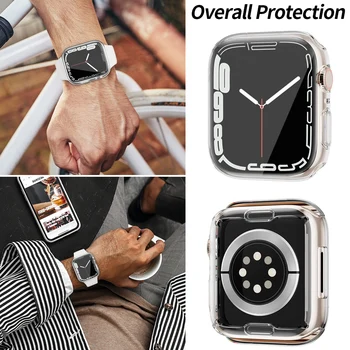 Пълен Защитен калъф за Apple Watch Серия 7 41 мм 45 мм 654321 Мека Капак Броня Протектор на Екрана за Аксесоари iWatch Серия 7