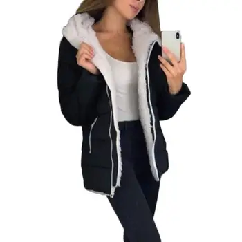 Горещи Продажба 2021 Жените в Есенно-зимната однотонная яке с качулка с цип, с качулка, утолщенное топло памучни палто
