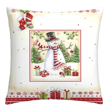 Коледен снежен човек калъфка за възглавница, калъф за диванной възглавнички в хола, 60х60 адаптивни, Коледна декорация на дома