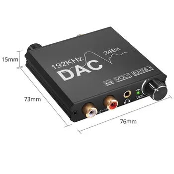LiNKFOR 192 khz Цифроаналоговый Аудиопреобразователь с Бас+Регулатор на силата на звука, 3,5 мм жак за слушалки DAC Конвертор с оптичен кабел