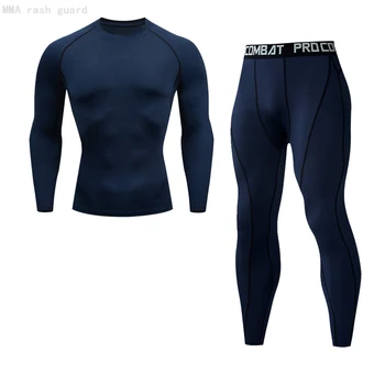 Мъжки костюм Фитнес облекло Компресиране риза + Гамаши Спортен костюм от 2 части За мъже бързо съхнещи спортни чорапи за джогинг, Спортно облекло