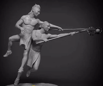 1/24 75 мм древна поставка воин и детска фигурка от смола Комплекти модели Миниатюрни gk в разглобено формата на Неокрашенный