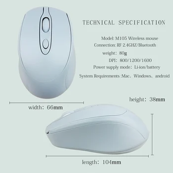 Зареждане и Безжична Мишка Изключване на Звука на Компютъра Преносим Компютър Общ Офис Безжична Мишка с Bluetooth за Apple Macbook Air Pro Xiaomi