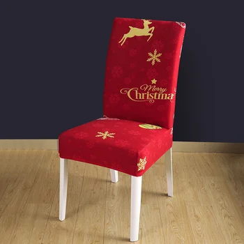 2021 Нови Коледни Калъфи за столове с принтом Дядо Коледа Гъвкави еластични Трапезни столове Калъф за стол Калъф за кухненско седалки Начало декор