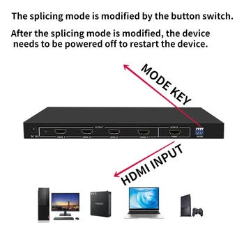 Контролер видеостены HD TV 1080P 60 Кадъра в секунда HDMI Матричен Процесор Splicer Сплитер HDMI Вход 1x2, 1x3, 1x4 дървен материал, 2x1, 3x1, 4x1, 2x2