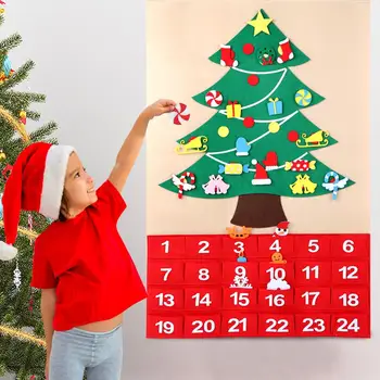 Нашият Топло Филц направи си САМ Коледна Елха Адвент Календар Рожден Ден Адвент Календар Плат Адвент Календар с джобове 2018 Нова Година Декор