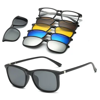 5 В 1 Потребителски Мъжки Поляризирани Оптични Магнитни Слънчеви Очила с магнитен клипс за Слънчеви очила Поляроидный Стяга за рамки на слънчеви очила